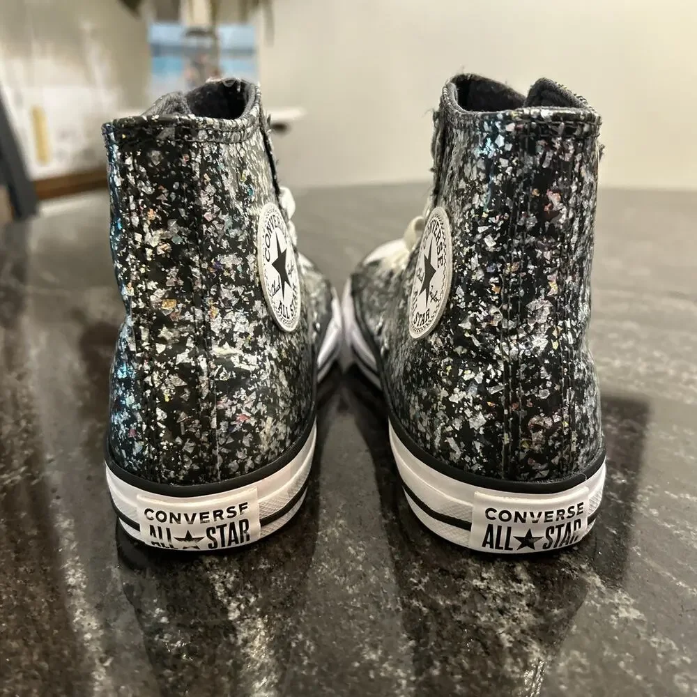 Converse Glitter Dark Matter/White/Girl's High Top Sneakers Size 2.5 A11116C